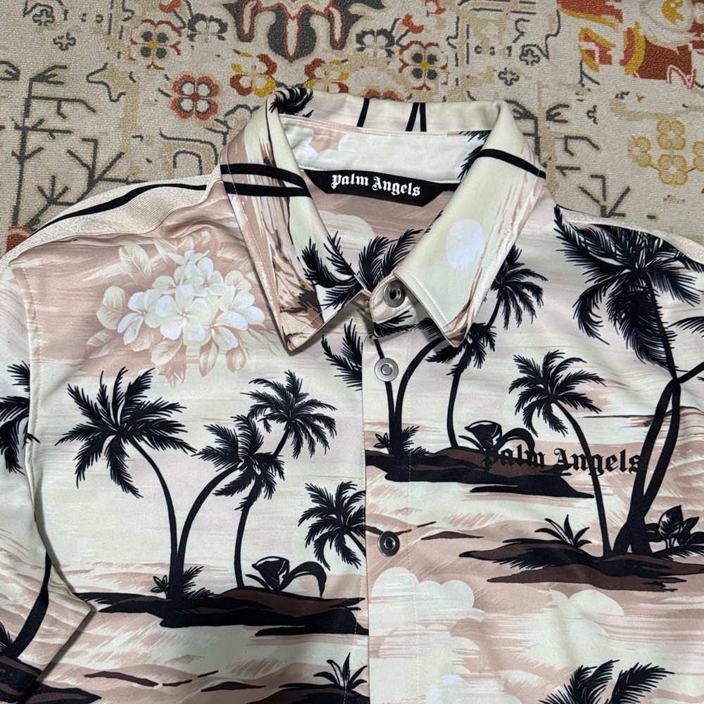 Palm Angels Black and Pink Island Print Shirt - Picture 3 of 6